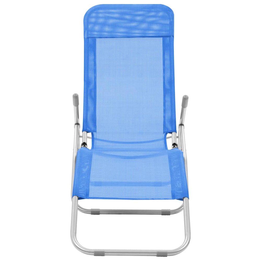 Sun Lounger Set of 2 Blue Powder-coated steel, Textilene Standard. Picture 3