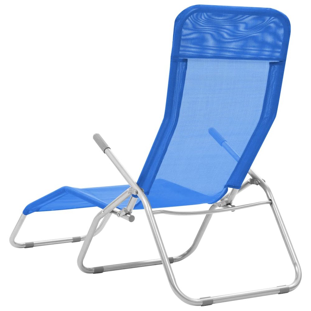 Sun Lounger Set of 2 Blue Powder-coated steel, Textilene Standard. Picture 4