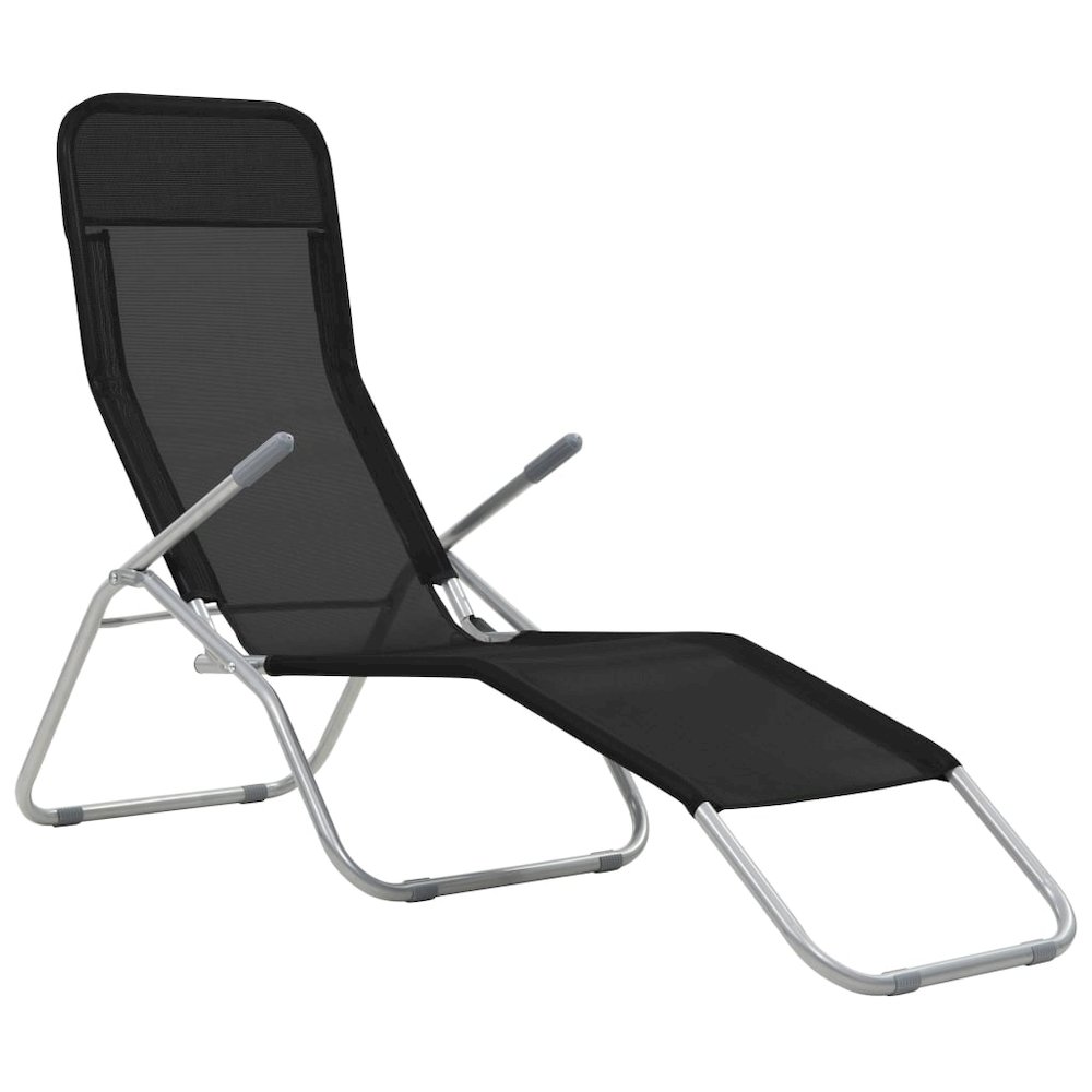 Sunlounger Set of 2 Black Textilene fabric, powder-coated steel. Picture 2