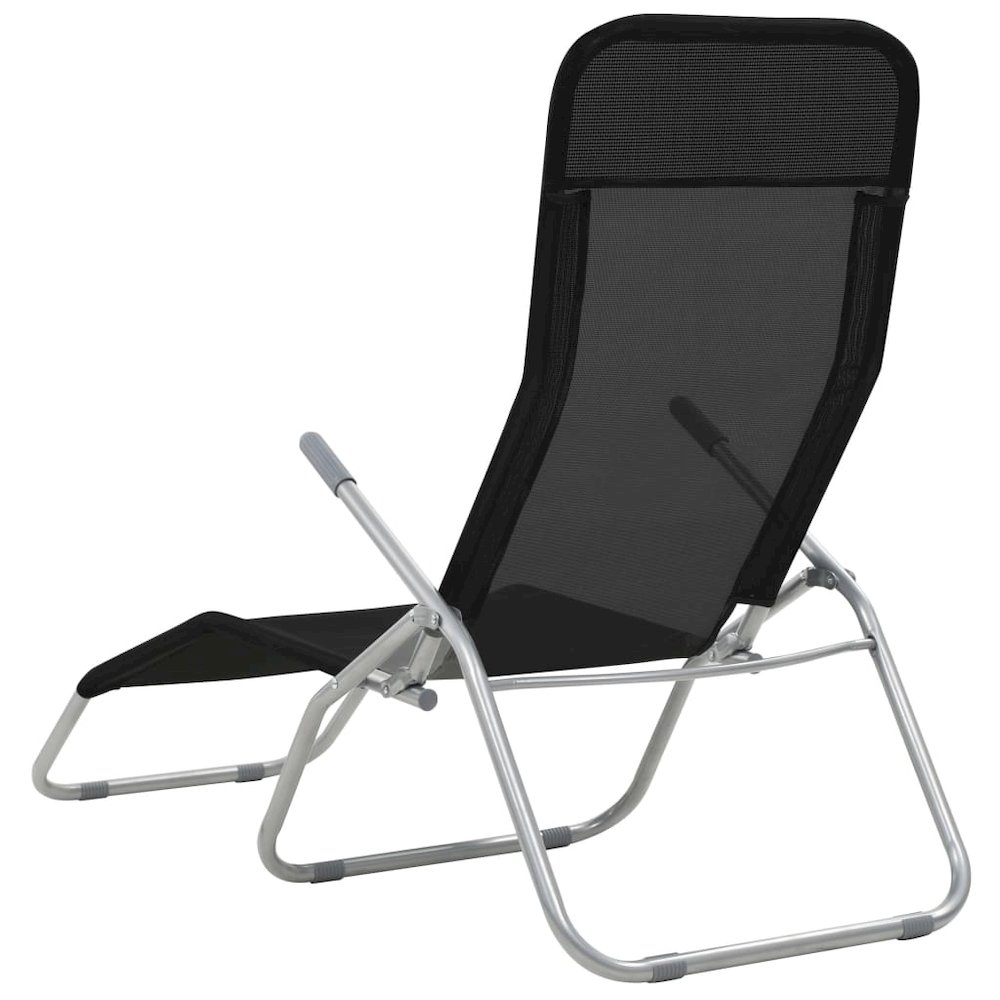 Sunlounger Set of 2 Black Textilene fabric, powder-coated steel. Picture 4