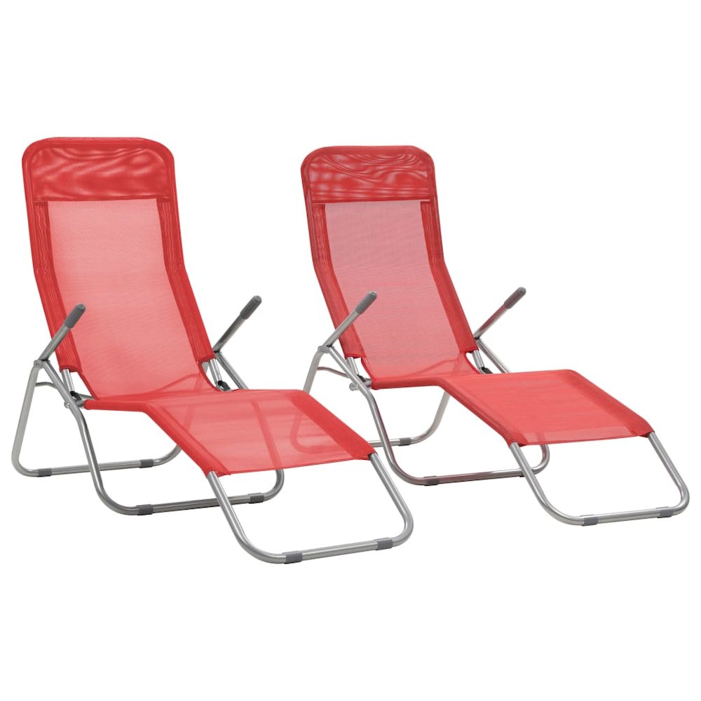 Sunlounger Set of 2 Red Textilene, Powder-coated steel Standard. Picture 1