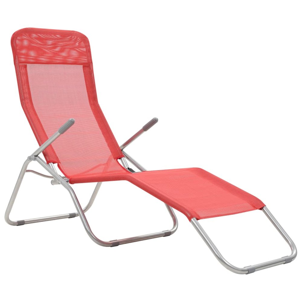Sunlounger Set of 2 Red Textilene, Powder-coated steel Standard. Picture 2
