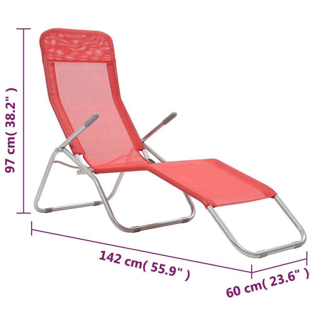 Sunlounger Set of 2 Red Textilene, Powder-coated steel Standard. Picture 9