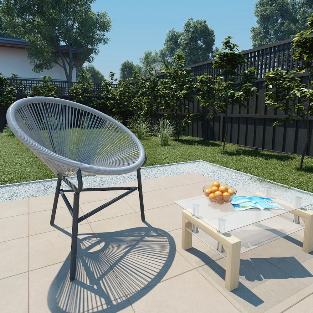 Moon Chair Grey Polyethylene Rattan Moon Chair Round Modern. Picture 1