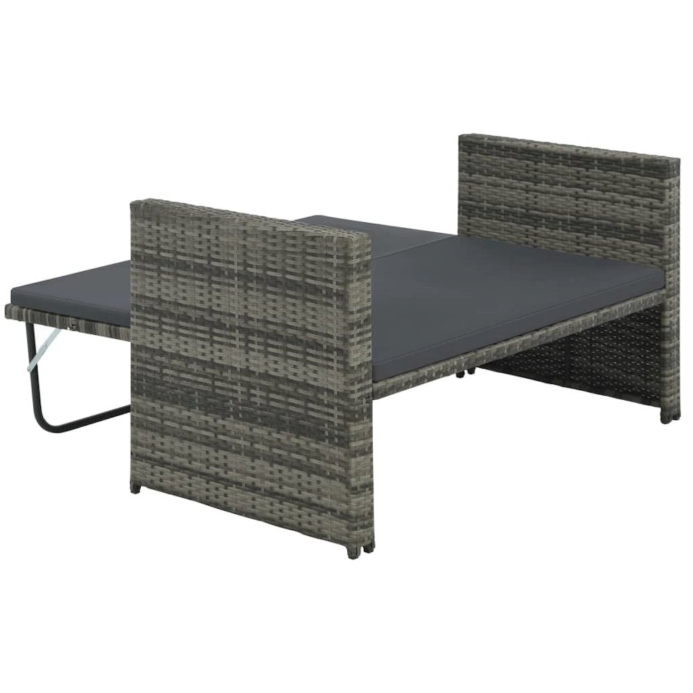 Sofa Set Gray Poly Rattan, Powder-coated Steel, Polyester 2-seater. Picture 5