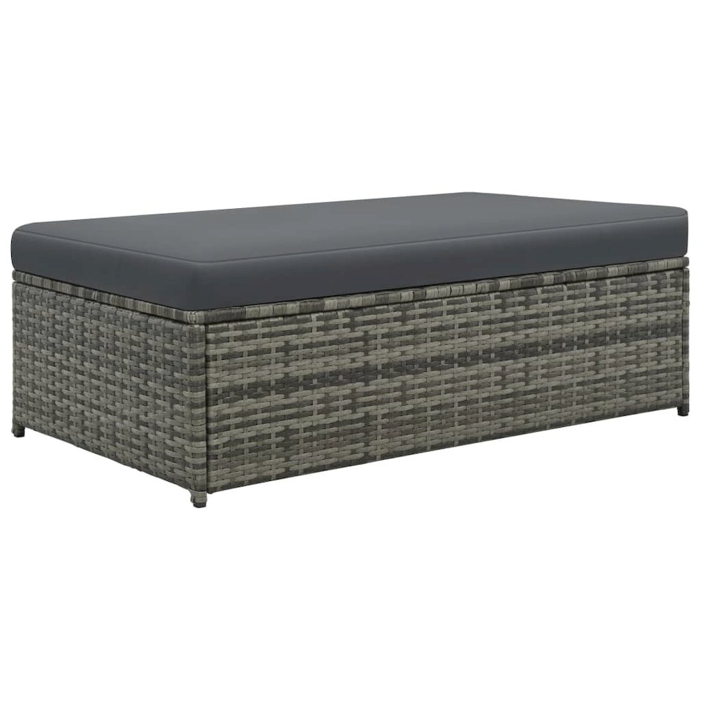 Sofa Set Gray Poly Rattan, Powder-coated Steel, Polyester 2-seater. Picture 7