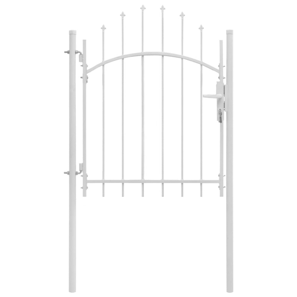 vidaXL Garden Gate Steel 39.4"x68.9" White. Picture 1
