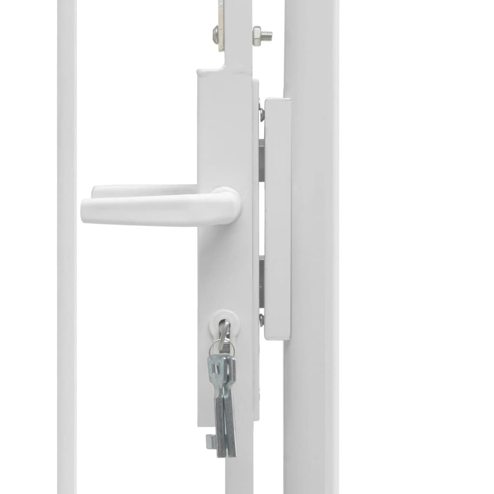 vidaXL Garden Gate Steel 39.4"x68.9" White. Picture 4