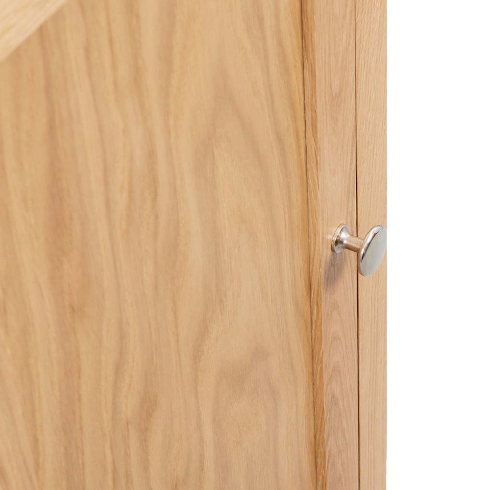 Corner Cabinet Brown Solid Oak Wood Compact Corner Cabinet. Picture 7