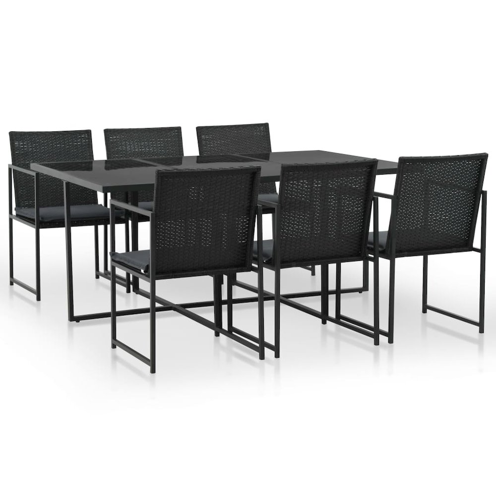 Rattan Dining Set Black. Picture 1