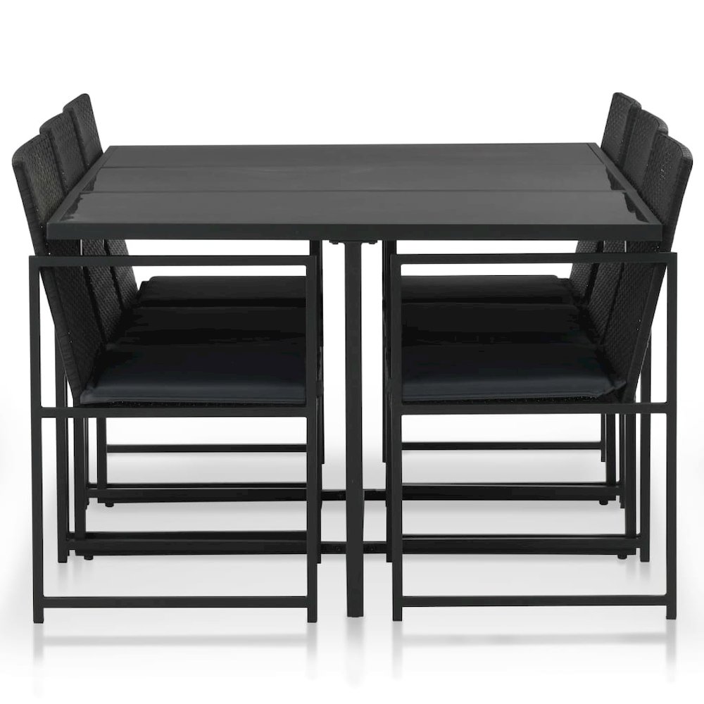 Rattan Dining Set Black. Picture 2