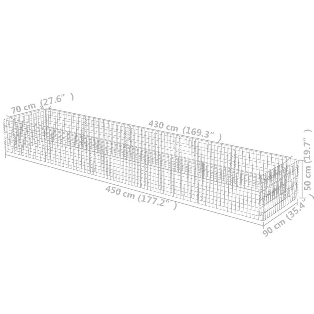 Gabion Raised Bed Silver Galvanized steel 177.2 x 35.4 x 19.7 in. Picture 8