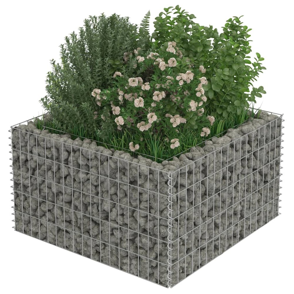 Gabion Raised Bed Silver Galvanized steel 35.4 x 35.4 x 19.7 in. Picture 4