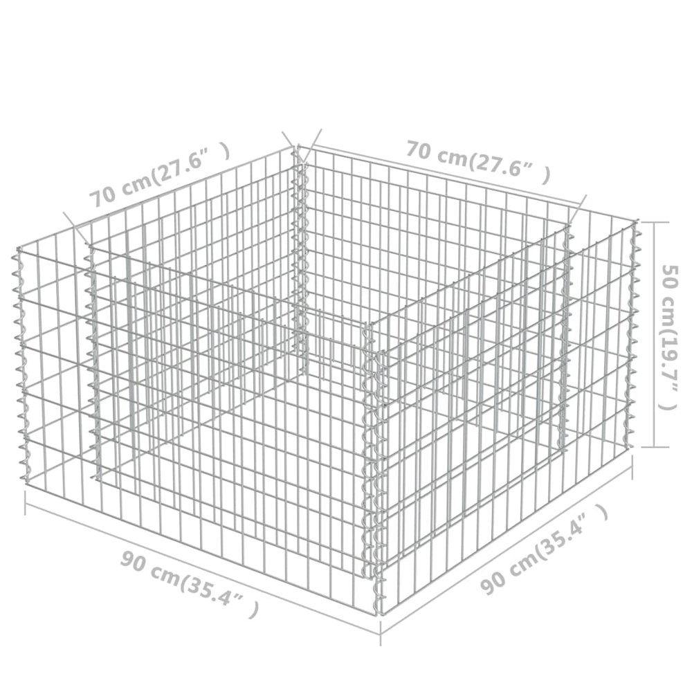Gabion Raised Bed Silver Galvanized steel 35.4 x 35.4 x 19.7 in. Picture 7