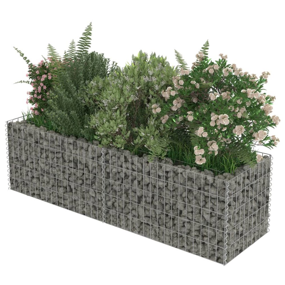 Gabion Raised Bed Silver Galvanized steel 70.9 x 19.7 x 19.7 in. Picture 4