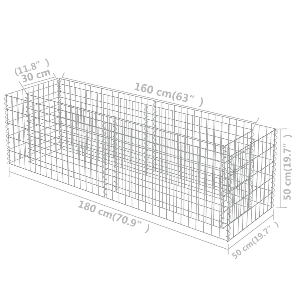 Gabion Raised Bed Silver Galvanized steel 70.9 x 19.7 x 19.7 in. Picture 8