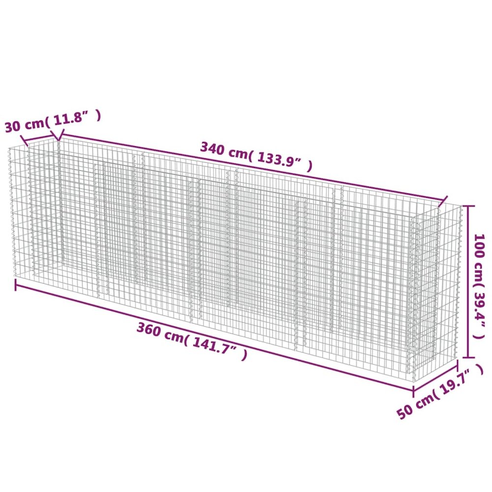 Gabion Raised Bed Silver Galvanized Steel Large. Picture 8