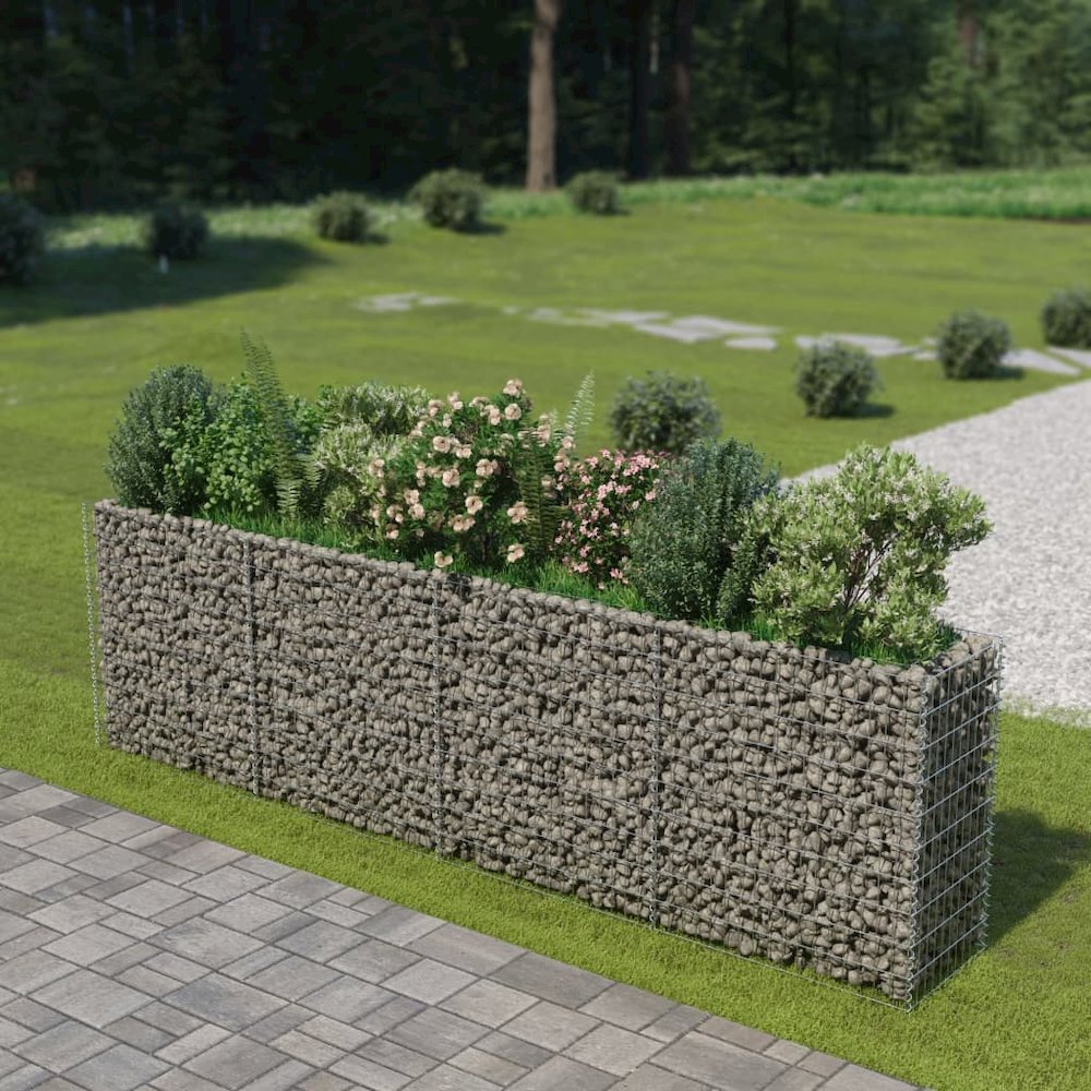 Gabion Raised Bed Silver Galvanized Steel Large. Picture 1