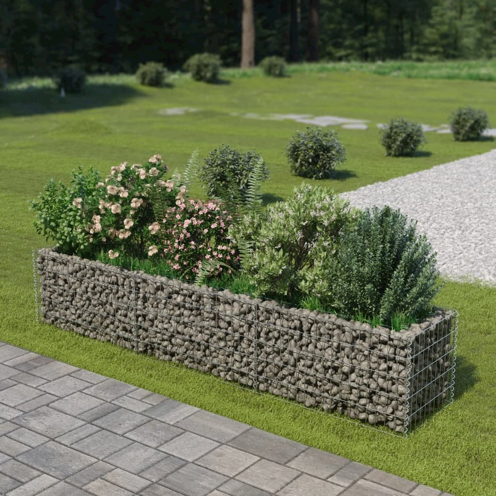 Gabion Raised Bed Silver Galvanized Steel Large Durable. Picture 1
