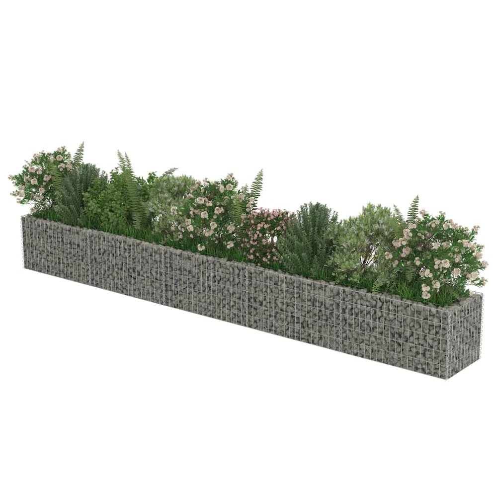 Gabion Raised Bed Silver Galvanized Steel 177.2 x 19.7 x 19.7 in. Picture 4