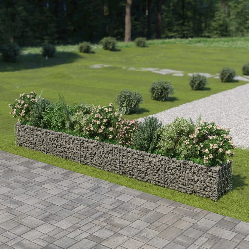Gabion Raised Bed Silver Galvanized Steel 177.2 x 19.7 x 19.7 in. Picture 1