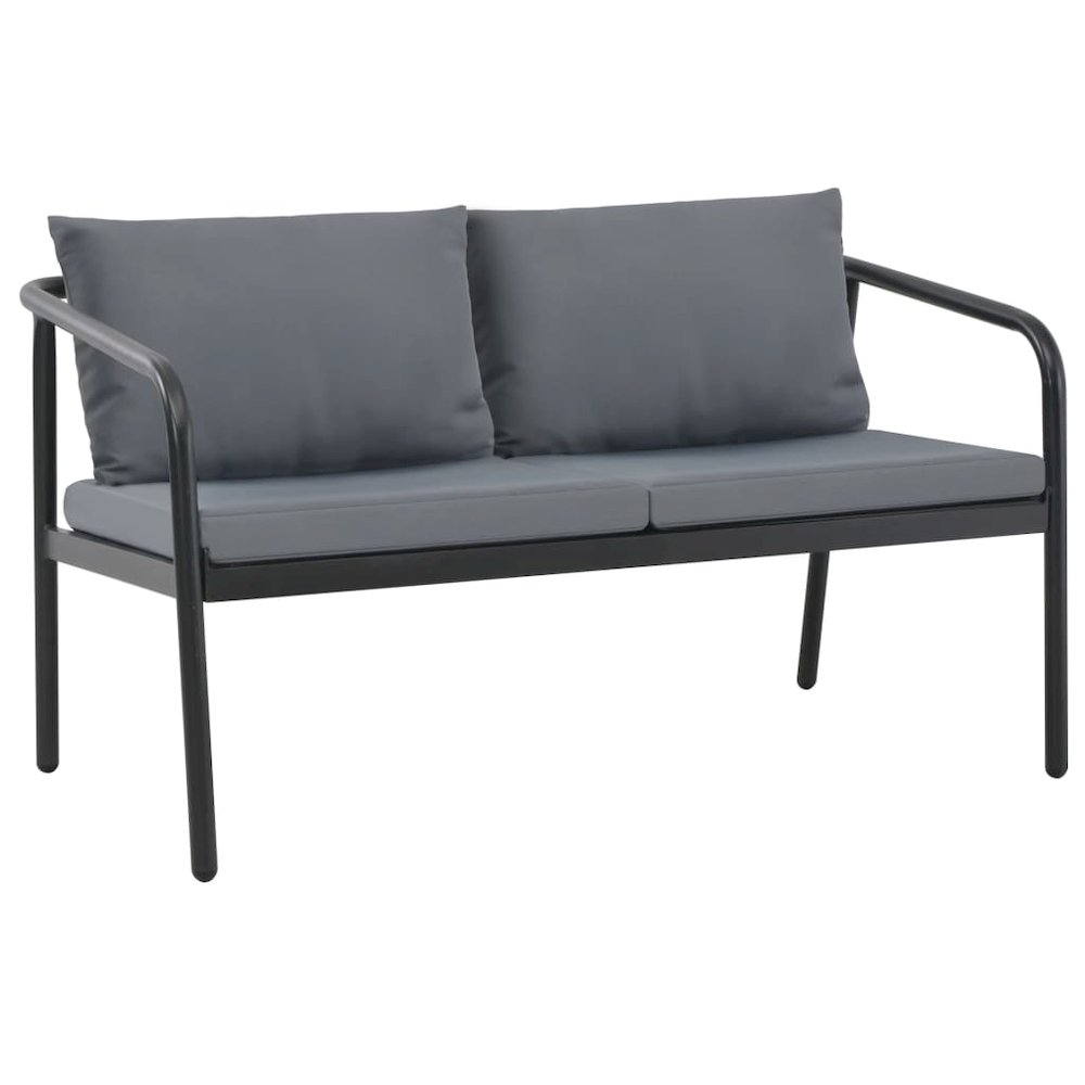 Sofa Dark Grey Frame, Light Grey Cushions Aluminum, 100% Polyester. Picture 1