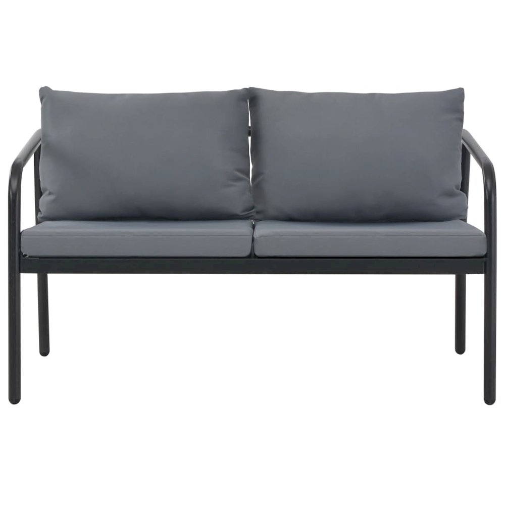 Sofa Dark Grey Frame, Light Grey Cushions Aluminum, 100% Polyester. Picture 2