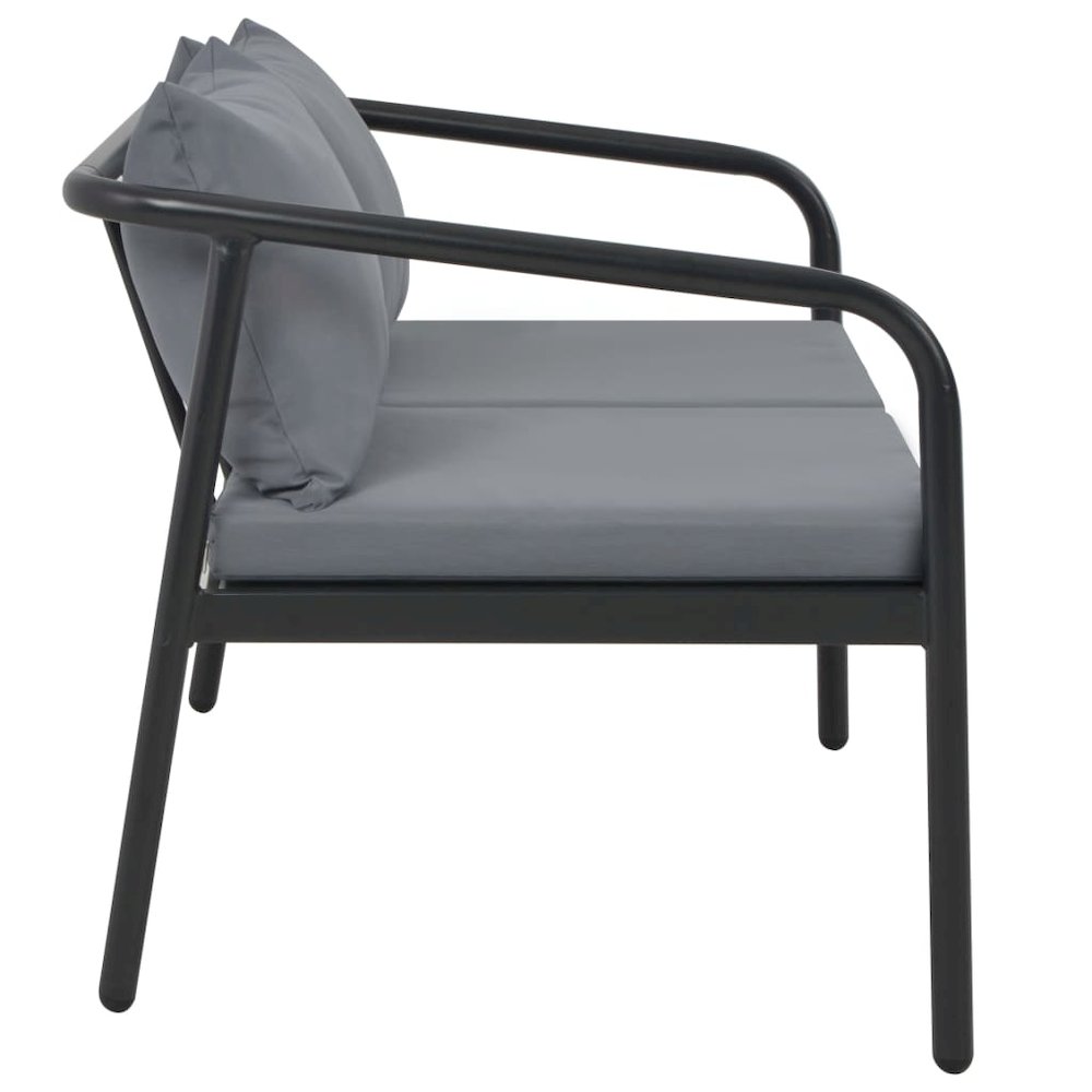Sofa Dark Grey Frame, Light Grey Cushions Aluminum, 100% Polyester. Picture 3