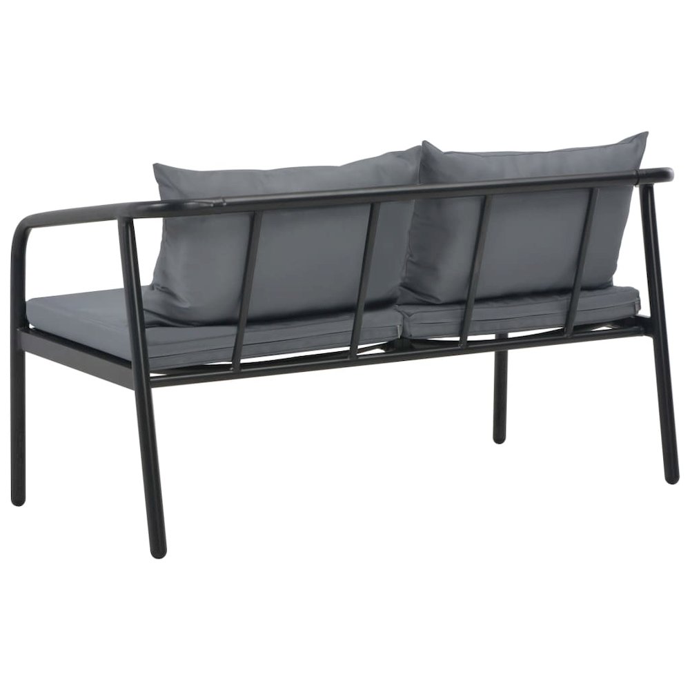 Sofa Dark Grey Frame, Light Grey Cushions Aluminum, 100% Polyester. Picture 4