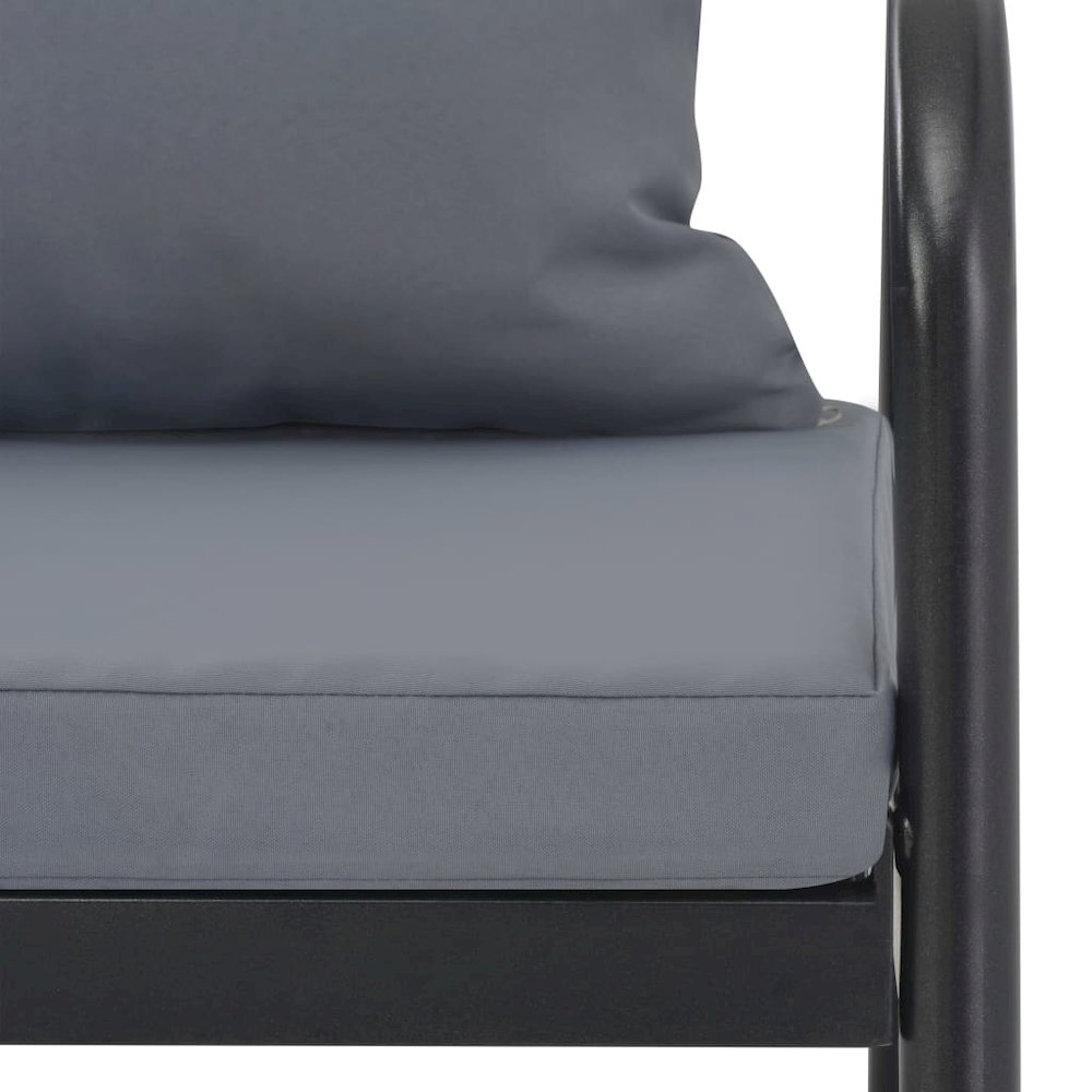 Sofa Dark Grey Frame, Light Grey Cushions Aluminum, 100% Polyester. Picture 5