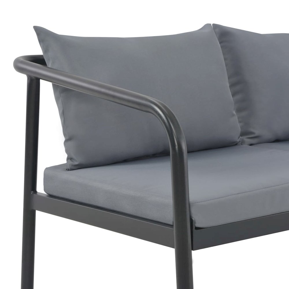 Sofa Dark Grey Frame, Light Grey Cushions Aluminum, 100% Polyester. Picture 6