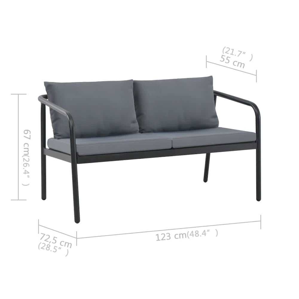 Sofa Dark Grey Frame, Light Grey Cushions Aluminum, 100% Polyester. Picture 7