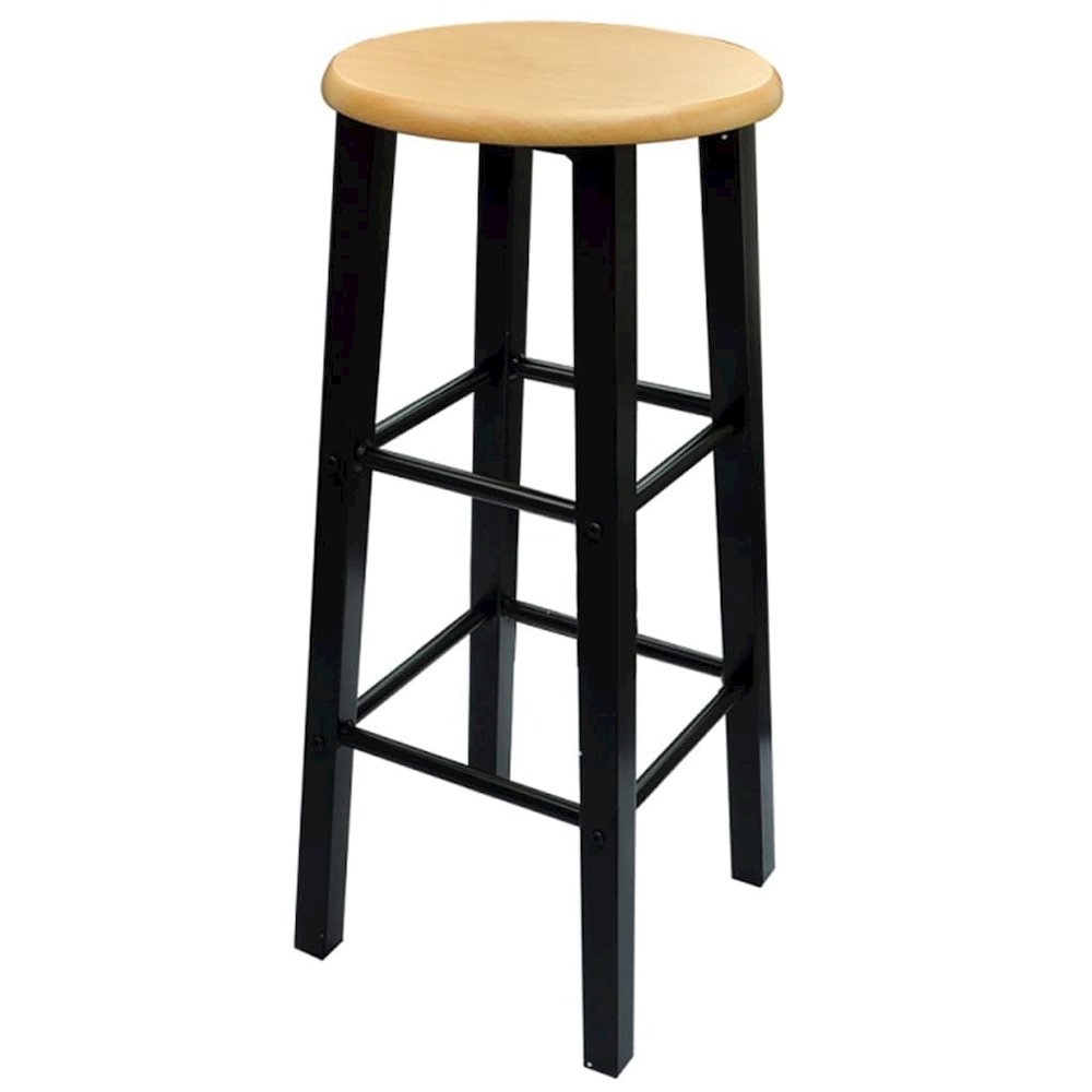 Bar Table and Stool Black and Beige Wood and Steel Compact. Picture 4