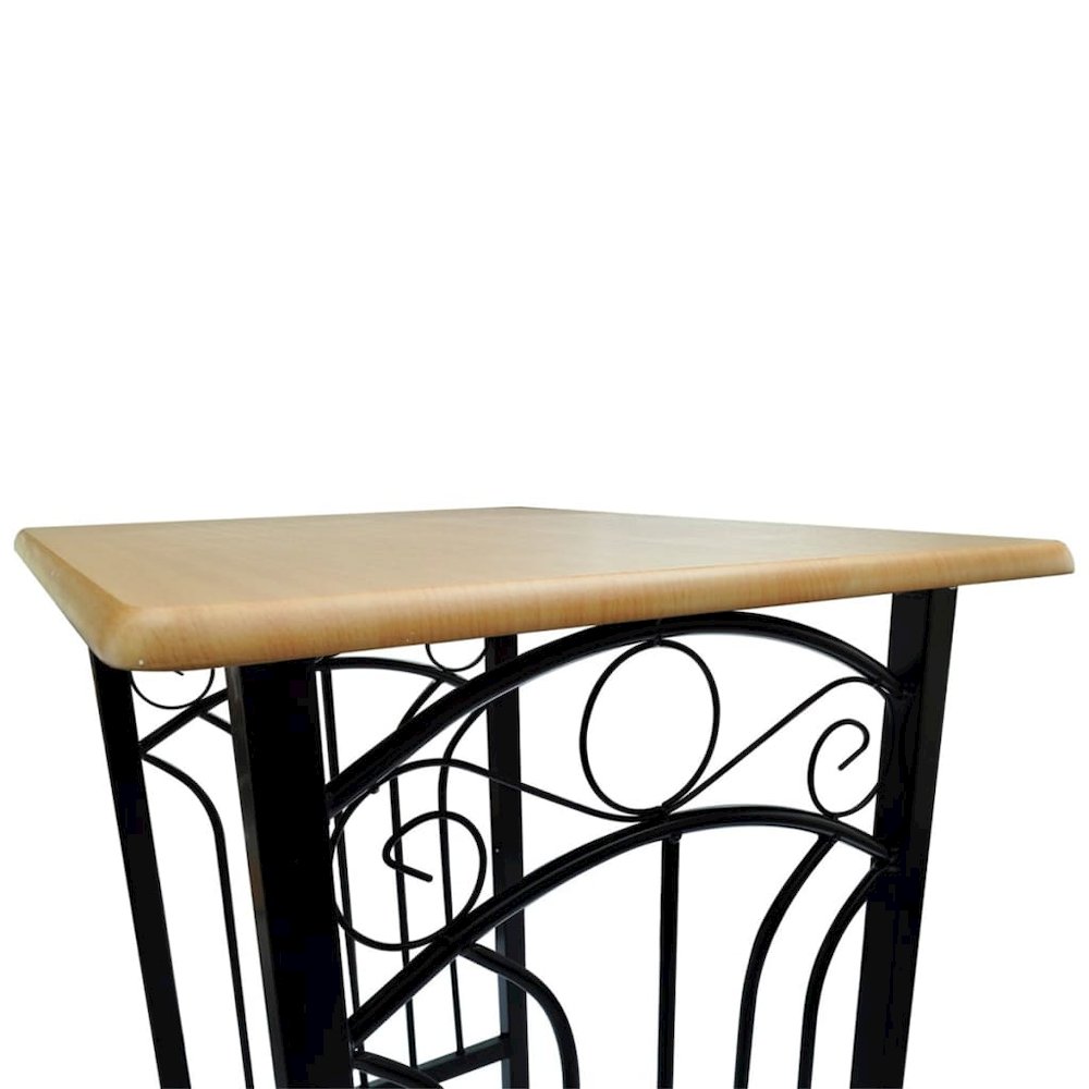 Bar Table and Stool Black and Beige Wood and Steel Compact. Picture 5