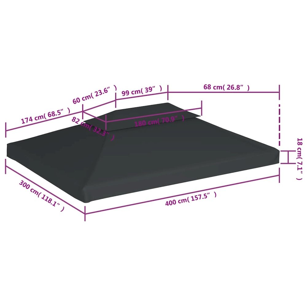 Gazebo Top Cover Anthracite Polyester with PVC coating. Picture 6