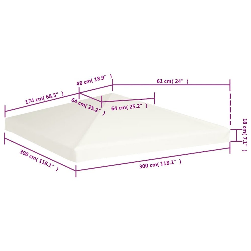 Gazebo Top Cover Cream White Polyester with PVC coating 10 x 10 ft. Picture 6