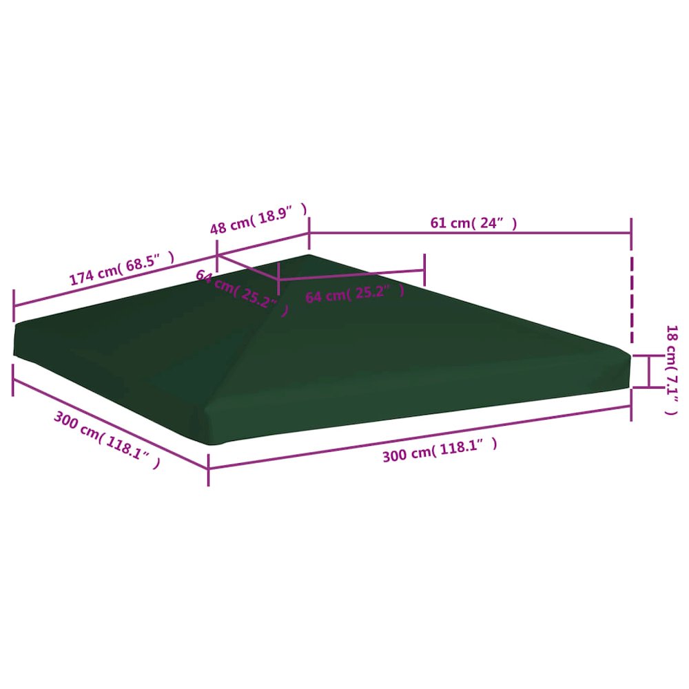 Gazebo Top Cover Green Polyester with PVC coating 10x10ft. Picture 6