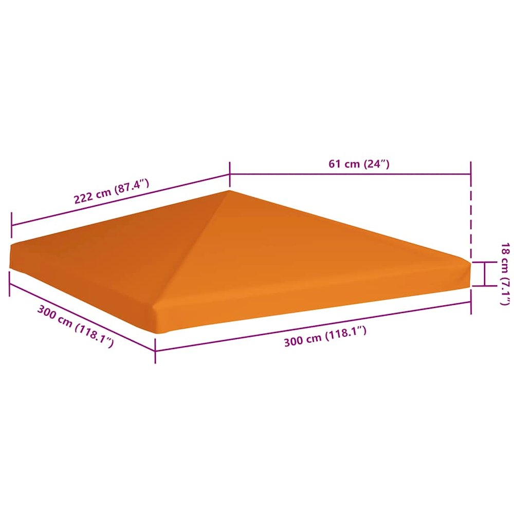 Gazebo Top Cover Orange Polyester with PVC coating 10x10 feet. Picture 7
