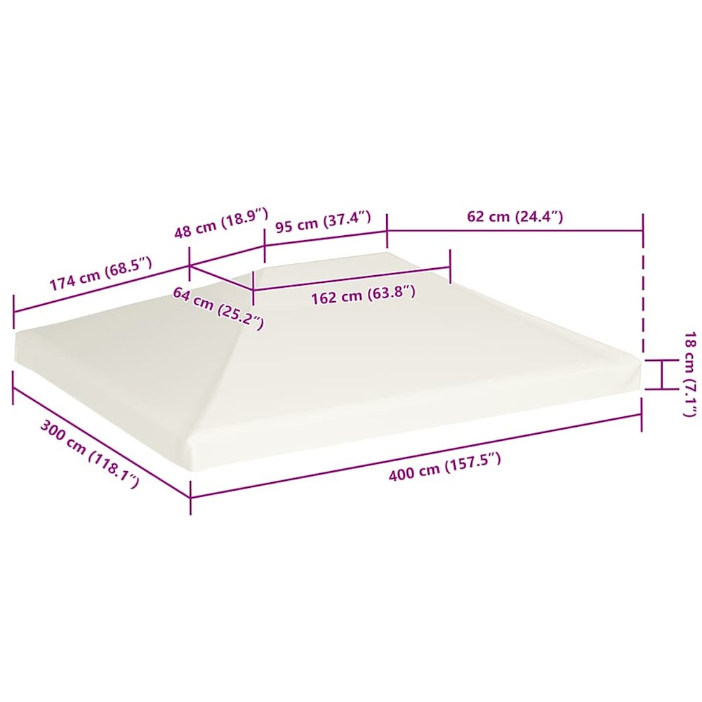 Gazebo Top Cover Cream White Polyester with PVC coating. Picture 7