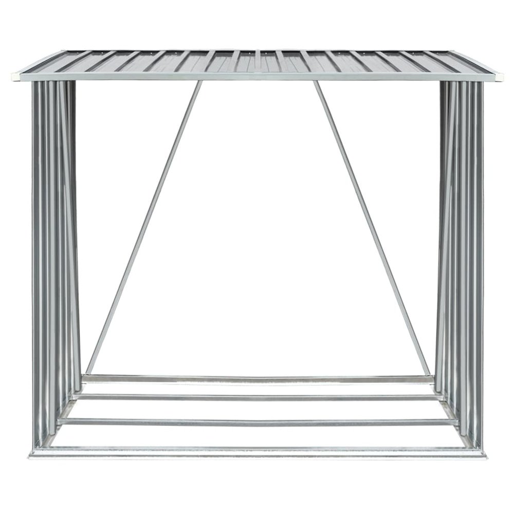 vidaXL Garden Log Storage Shed Galvanized Steel 64.2"x32.7â€œx60.6â€ Gray, 44959. Picture 3