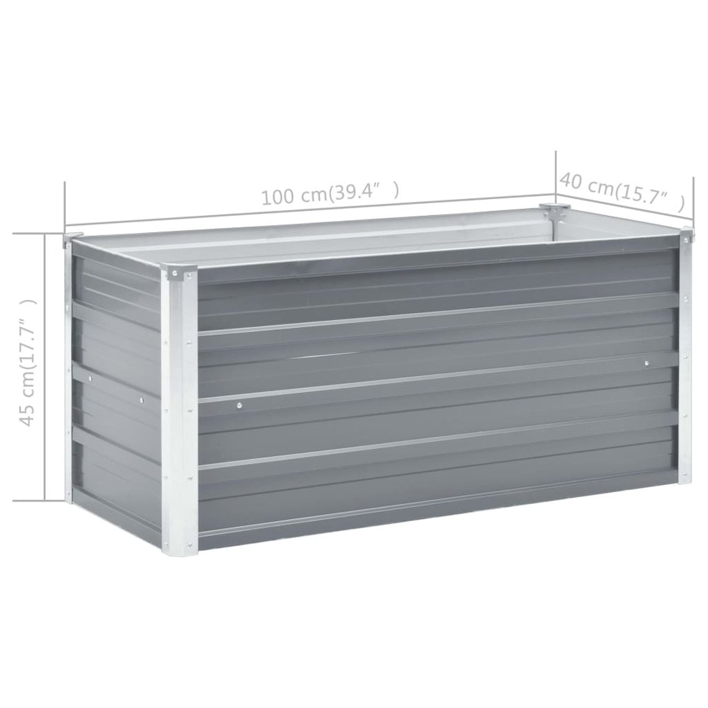 Raised Bed Gray Galvanized steel 39.4 x 15.7 x 17.7 in Raised Bed. Picture 7