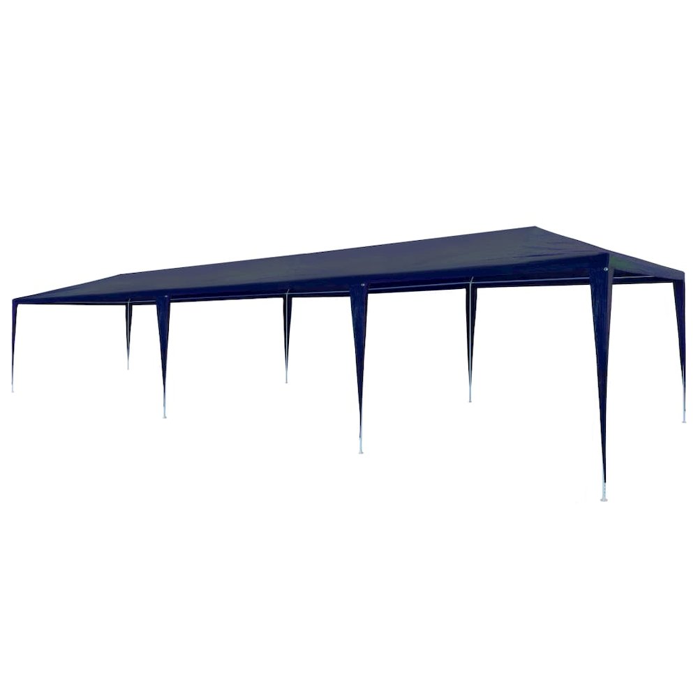 Party Tent Blue Polyethylene Roof and Steel Frame 10x30 ft. Picture 1