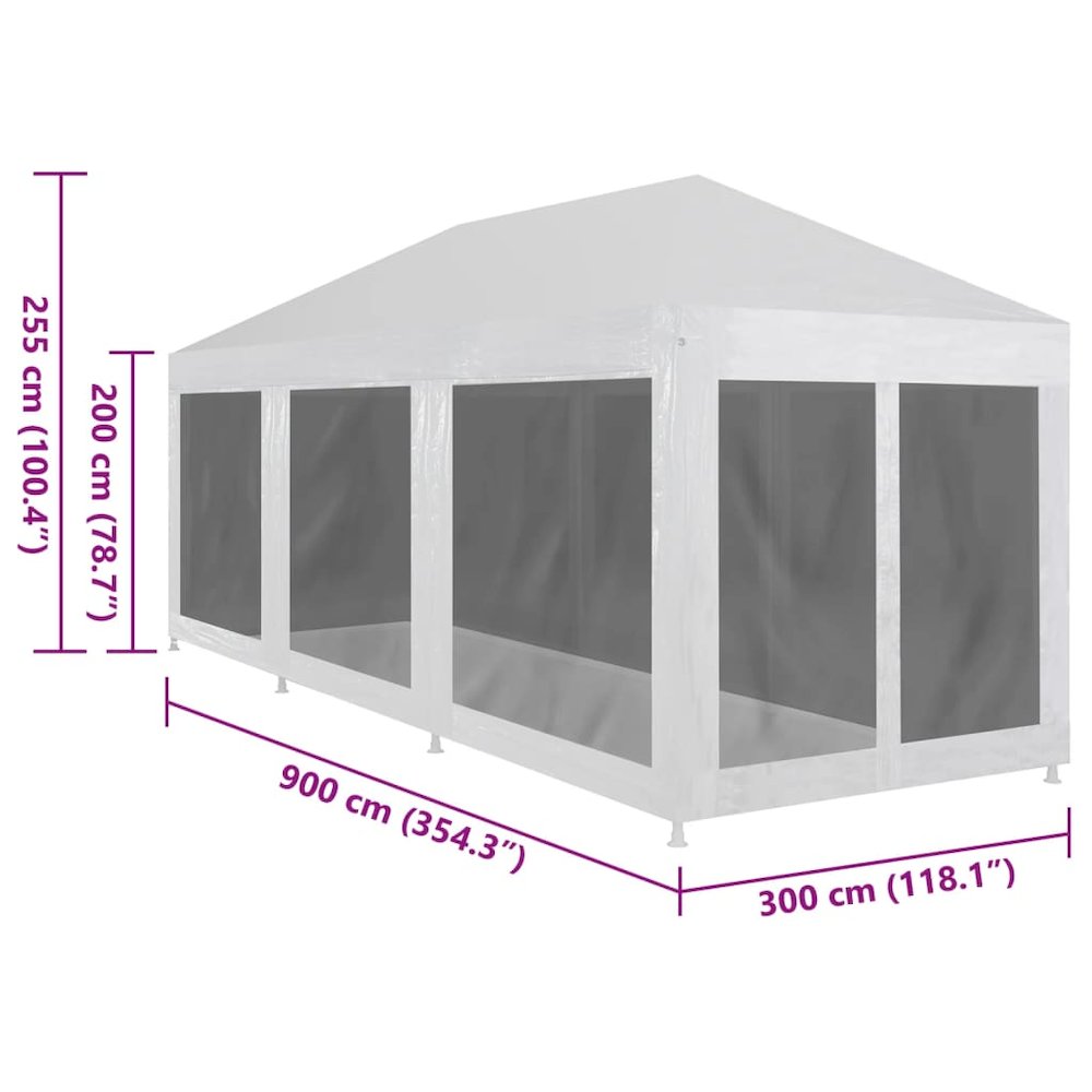 Party Tent with 8 Mesh Sidewalls 29.5' x 9.8'. Picture 6