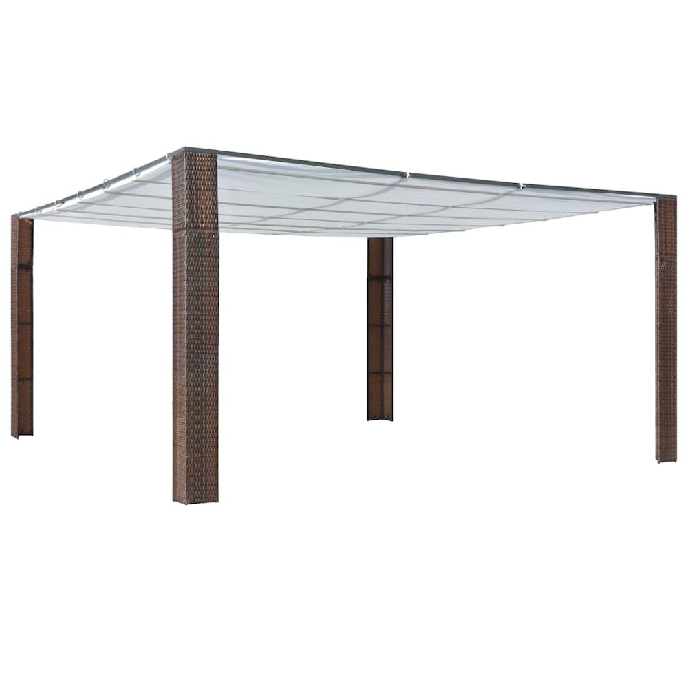 Gazebo Brown and Cream Powder-coated steel and PE rattan. Picture 1