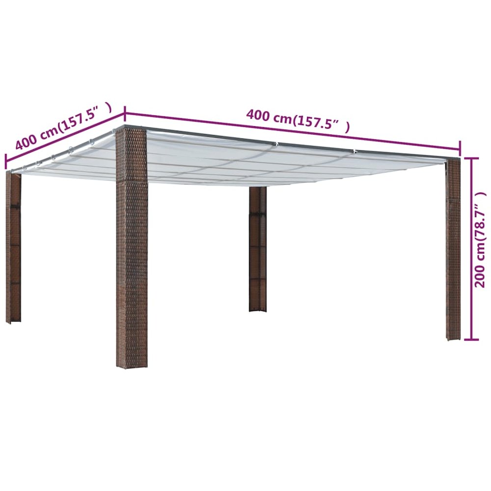 Gazebo Brown and Cream Powder-coated steel and PE rattan. Picture 4