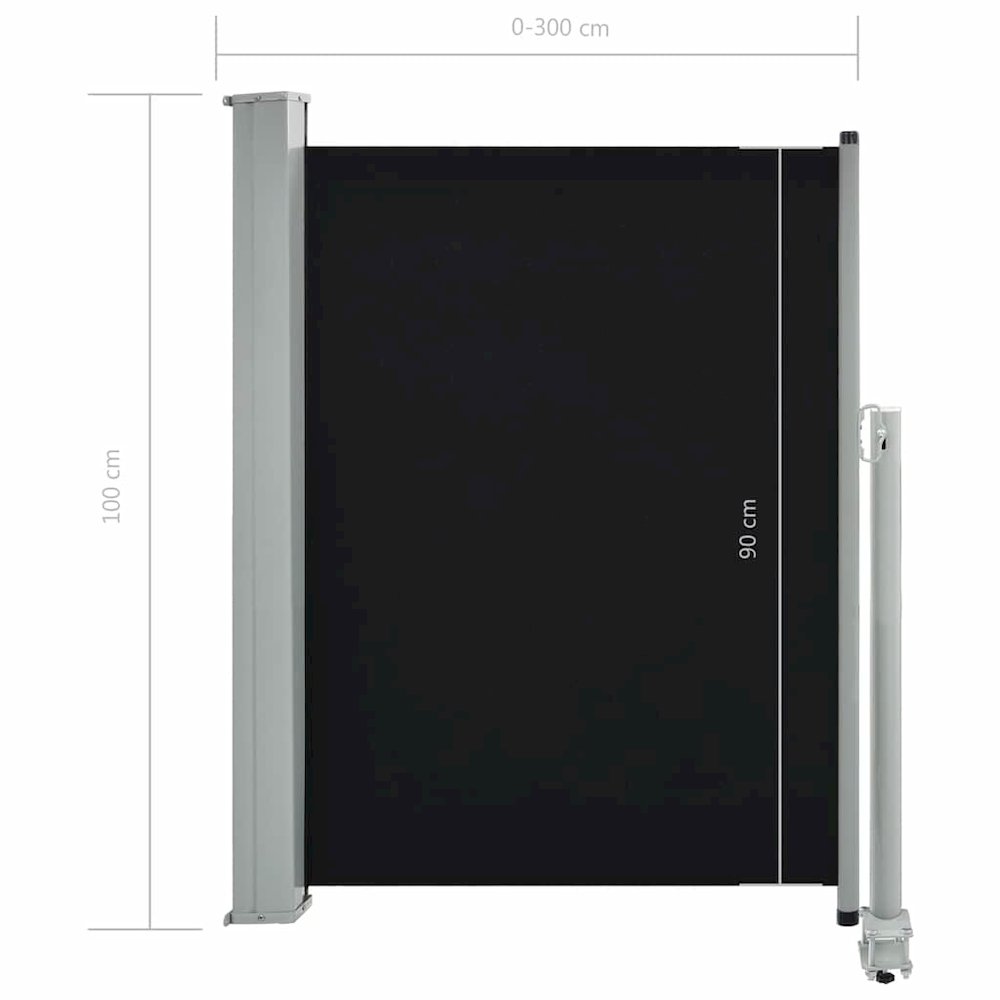 Side Awning Black Screen + Grey Stand Polyester, Powder-Coated Iron. Picture 10