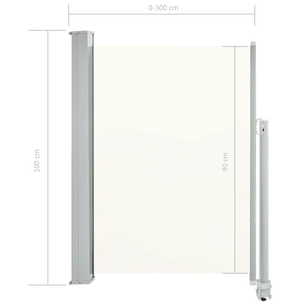 Side Awning Cream and Grey Polyester and Powder-Coated Iron. Picture 10