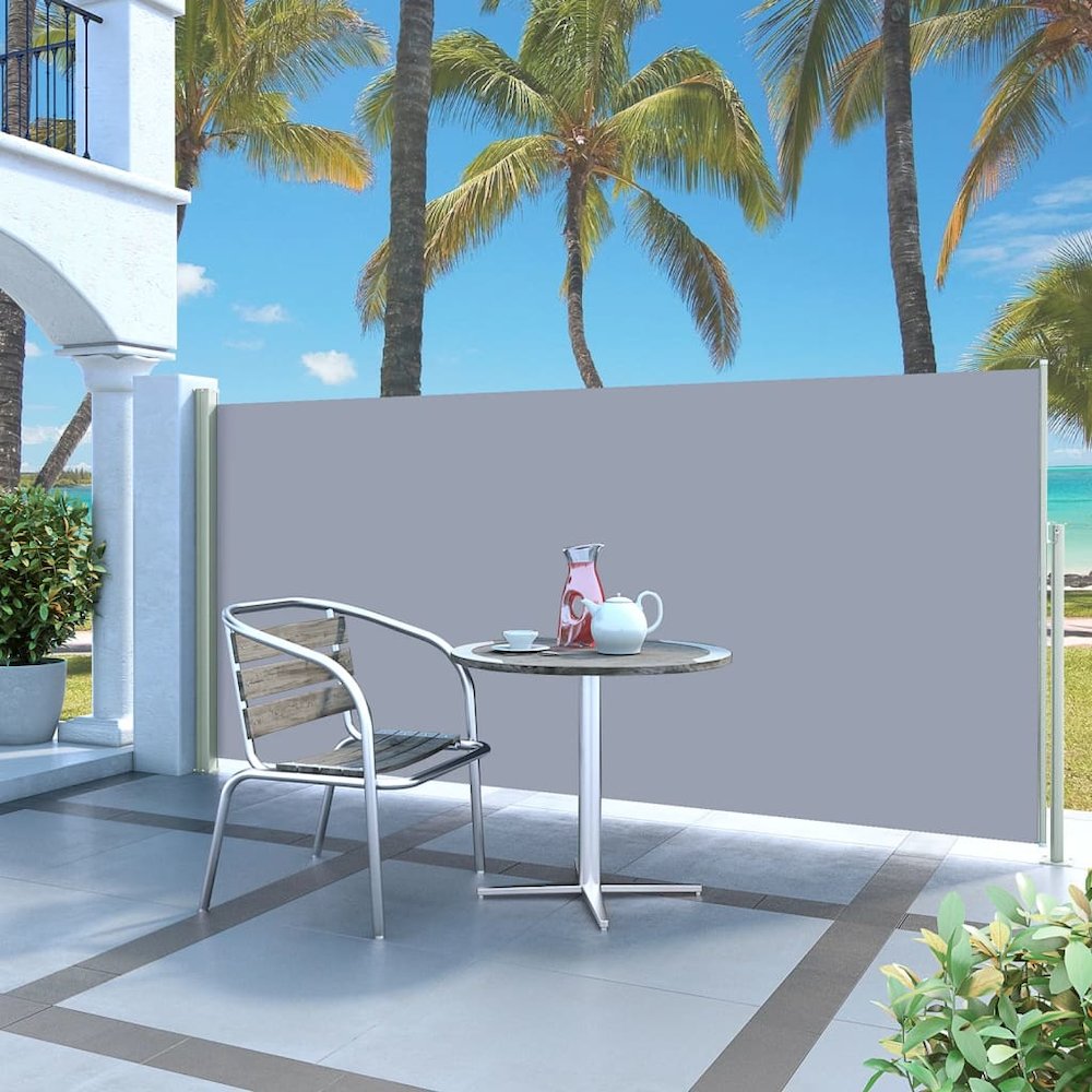 Side Awning Green grey 100% Polyester fabric, Steel frame. Picture 1