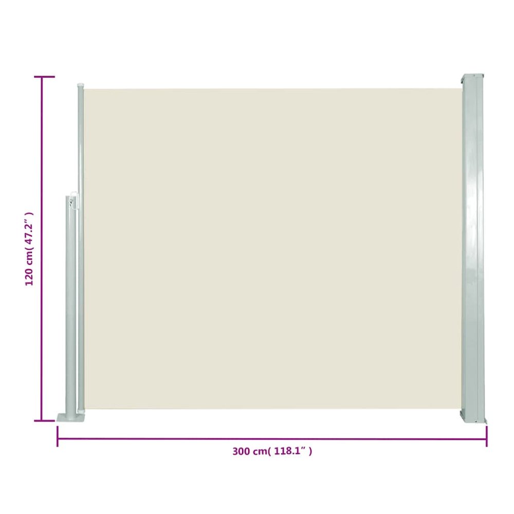 Side Awning Cream Polyester with PU coating 47.2 x 118.1 in. Picture 5