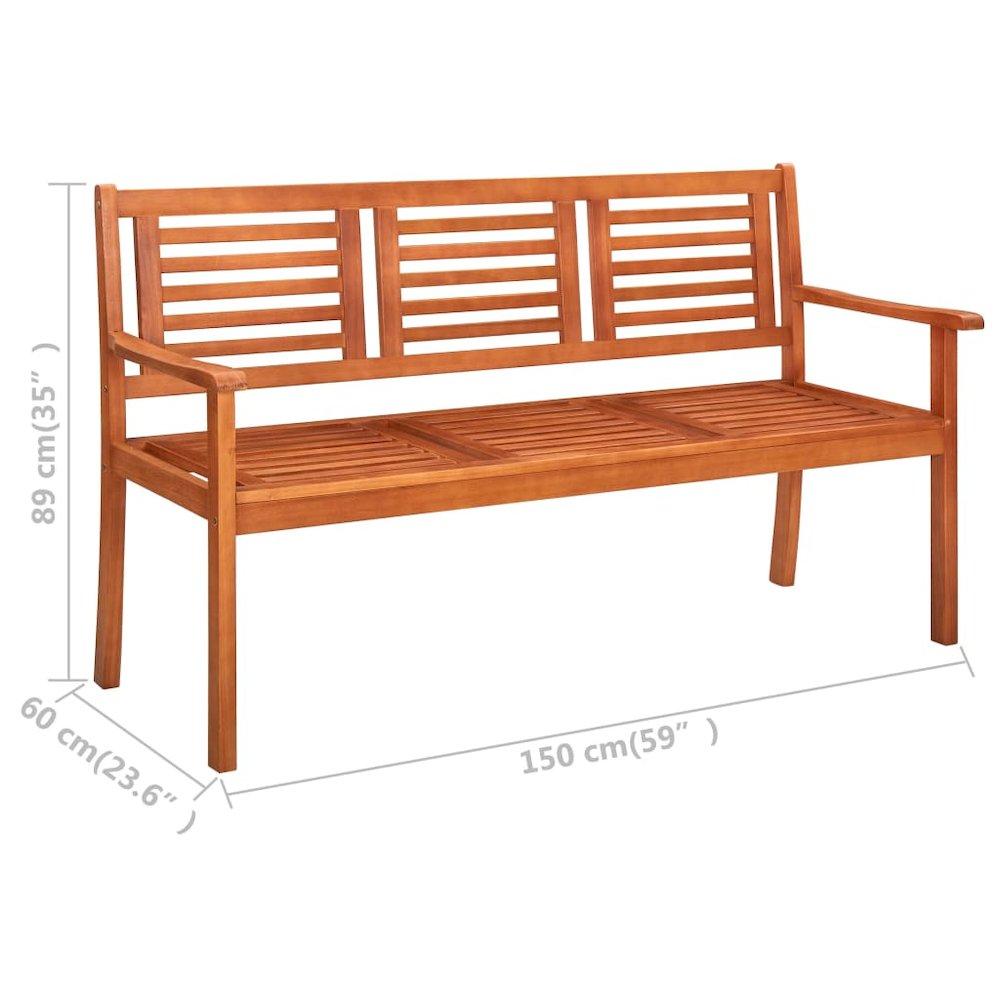 Bench Natural Brown Solid Eucalyptus Wood Large Durable. Picture 7